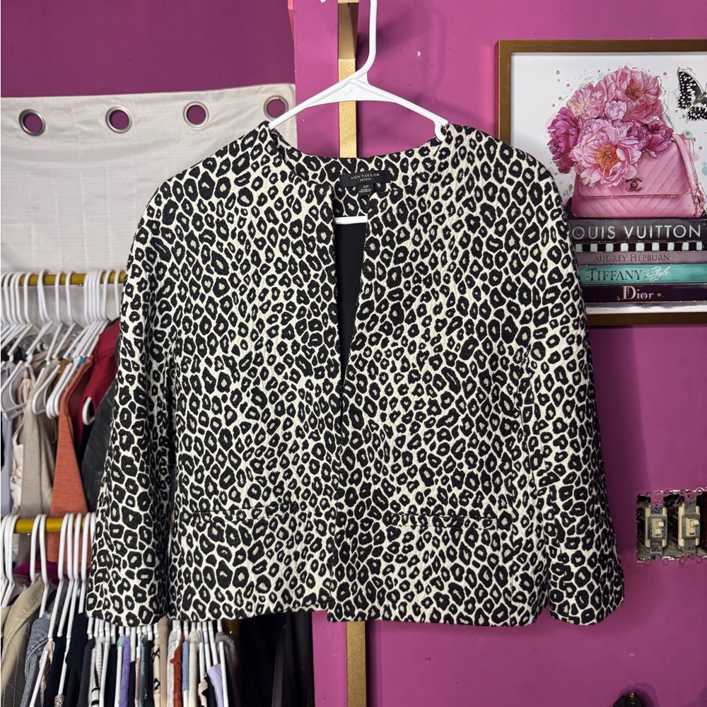 Ann Taylor Black and White Animal Print Blazer